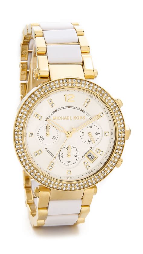 michael kors watch white and gold|mk watches for women gold.